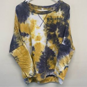 P & Rose Tie Dye Womens Lightweight Sweater Black And Yellow Size Medium